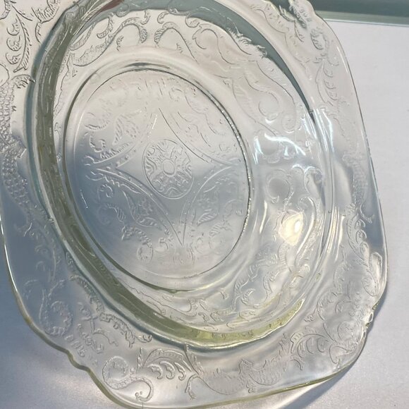 Vintage Federal Depression Glass Clear Madrid Square Soup Bowl 1930's 7 inches - Picture 9 of 11